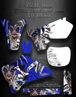 Graphics Kit For Yamaha Yz125 Yz250 1996-2001 2-Stroke Only  "The Jesters Grin" Blue - Darkside Studio Arts LLC.