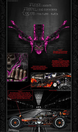 'Hell Ride' Themed Graphics Wrap Fits Kraken Hpi Baja 5B / 5T Chassis Sx5 Sidewinder - Darkside Studio Arts LLC.