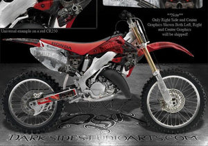 Graphics For Honda 2002-2012 Cr250 Cr125 2-Stroke Only  4 White Plastics "The Outlaw" - Darkside Studio Arts LLC.