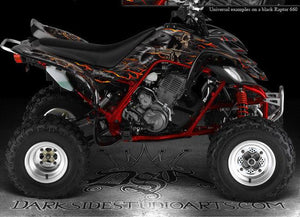 Graphics Kit For Yamaha Raptor 660   "Hell Ride" Natural / White Fits Oem Plastics - Darkside Studio Arts LLC.