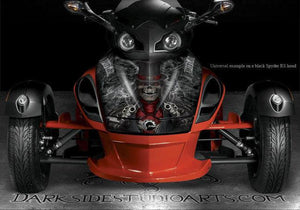 Graphics Kit For Can-Am  Wrap Set Spyder Rt Rt-S Hood Accessories "The Outlaw" Black - Darkside Studio Arts LLC.