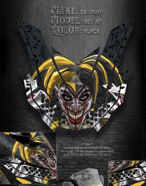 Ski-Doo Xp Rev Mxz Renegade 08-12 "The Jesters Grin" Hood Graphics Black Summit - Darkside Studio Arts LLC.