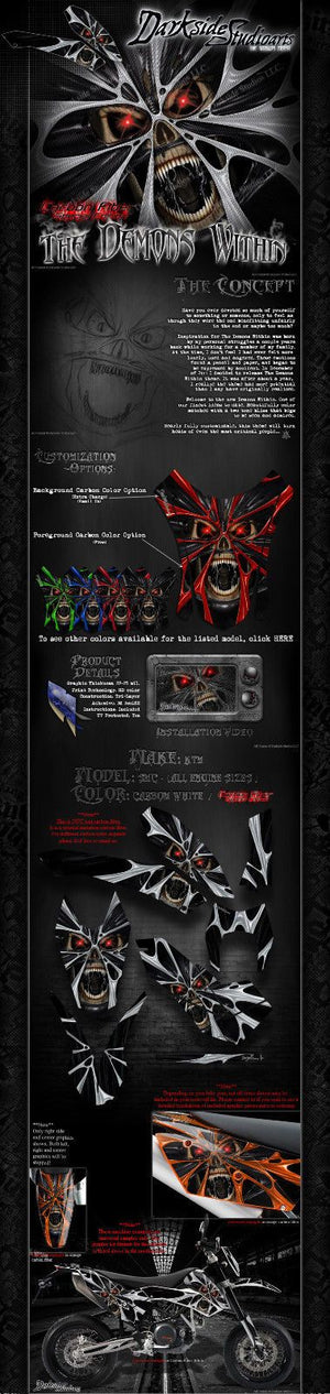 "The Demons Within" Graphics Wrap Decal Kit Fits Ktm 2008-2020 Smc690 Lc4 Smc-R - Darkside Studio Arts LLC.