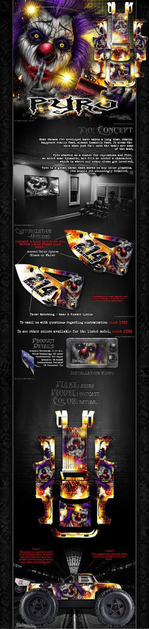 'Pyro' Themed Clown Graphics Kit Skin Hop Up Set  Fits Arrma Outcast Truck Body # Ar406086 - Darkside Studio Arts LLC.