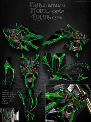Graphics Kit For Kawasaki 2006-2008 Kx250F Kxf250   For Oem Plastic "The Demons Within" - Darkside Studio Arts LLC.