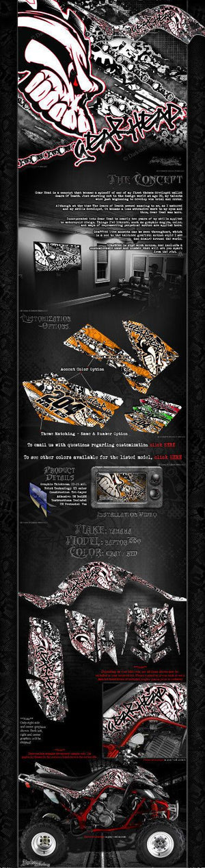Graphics Kit For Yamaha Raptor 660   "Gear Head" Decals Wrap Special Edition (2-Tone) - Darkside Studio Arts LLC.