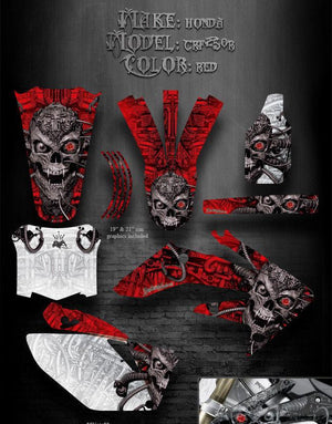 Graphics For Honda 2004-2009 Crf250 Crf250R  Decals  Red "Machinehead" Skulls - Darkside Studio Arts LLC.