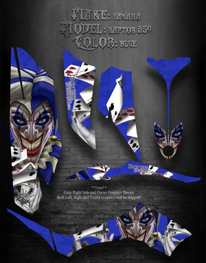 Graphics Kit For Yamaha Raptor 350 Atv  "The Jesters Grin" Blue Model - Darkside Studio Arts LLC.