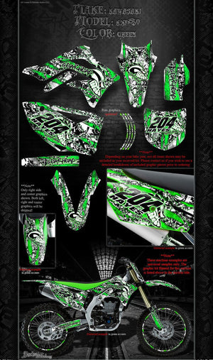 Graphics Kit For Kawasaki 2004-2017 Kxf250 "Gear Head" Skulls  Wrap Decal  Kx250F - Darkside Studio Arts LLC.