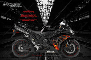 Graphics Kit For Yamaha 2002-2014 Yzf-R1 "Hell Ride"  Wrap For Mid Shroud Cowling Fairing - Darkside Studio Arts LLC.