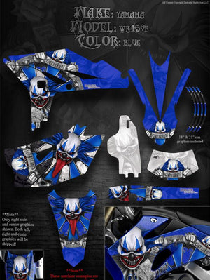Graphics Kit For Yamaha 2012-2013 Wr450F  Decals "The Freak Show" For Blue Plastics Parts - Darkside Studio Arts LLC.