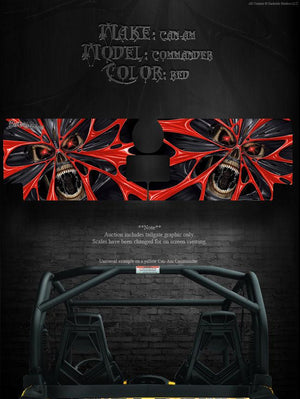 Graphics Kit For Can-Am Commander Tailgate  Accessory "The Demons Within" Viper Red Decals - Darkside Studio Arts LLC.