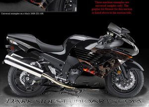 Graphics Kit For Kawasaki Zx-14R 2007-2011 "Hell Ride" Lower Shroud  Wrap Decal  08 09 - Darkside Studio Arts LLC.