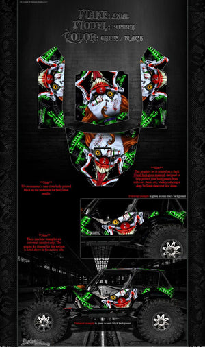 'Stiff Upper Lip' Clown Themed Hop Up Body Panel Graphics Kit Fits Axial Rr10 Bomber Body # Ax90053 - Darkside Studio Arts LLC.