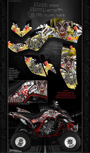 Graphics Kit For Yamaha Raptor 660 "Lucky"  Set Decals Wrap Yellew & Black - Darkside Studio Arts LLC.