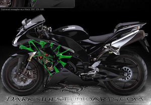 Graphics Kit For Kawasaki Zx-10R 2006-2007  For Black Fairing Parts "The Demons Within" - Darkside Studio Arts LLC.