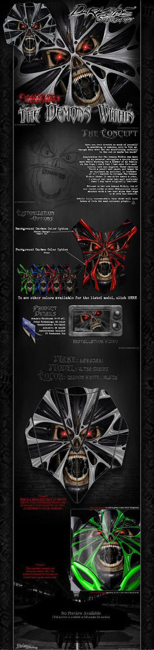 Graphics Kit For Kawasaki Jetski Ultra Series 'The Demons Within' Hood Wrap Skin Decals - Darkside Studio Arts LLC.