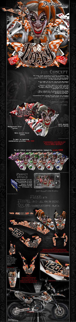 "Lucky" Graphics Wrap Decal Kit Fits Ktm 2008-2020 Smc690 Lc4 Smc-R - Darkside Studio Arts LLC.