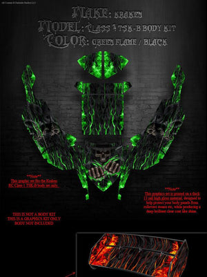 'Hell Ride' Hop Up Flame Graphics Kit Fits Kraken Rc Class 1 Tsk-B Body Body # Tr630A - Darkside Studio Arts LLC.