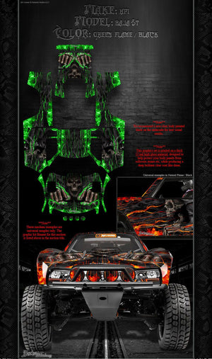 Hpi Baja 5T Graphics Wrap Decals "Hell Ride" Fits Lexan Body & Wing Truck Parts - Darkside Studio Arts LLC.