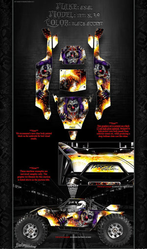'Pyro' Clown Themed Wrap Decal Skin Kit For Axial Yeti Monster Buggy 1/8 Body # Ax31039 - Darkside Studio Arts LLC.