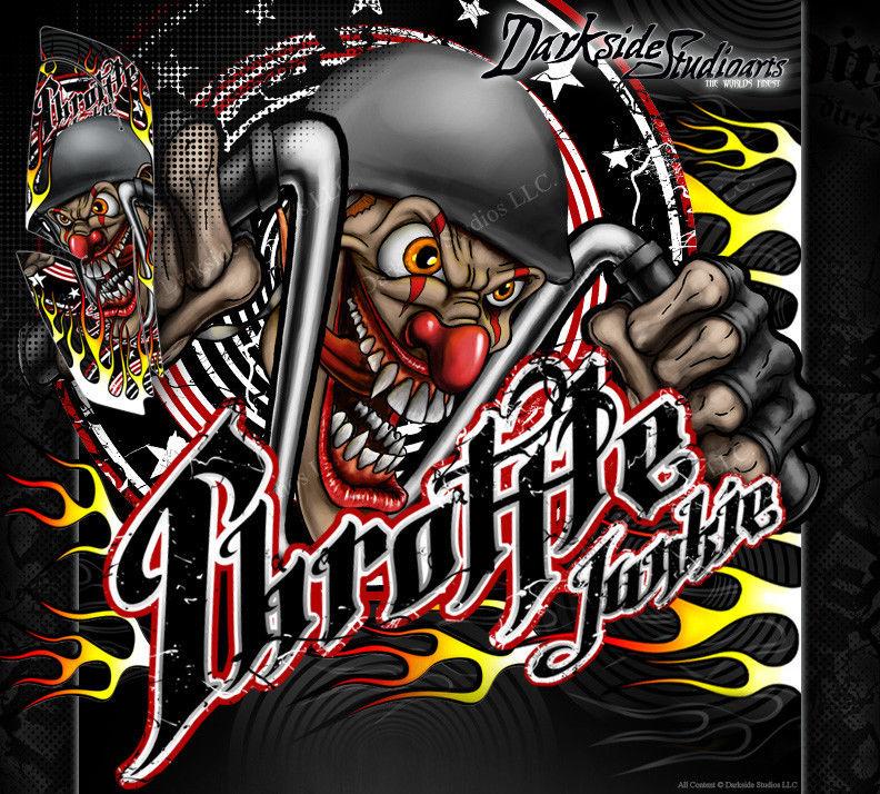 GRAPHICS KIT FOR YAMAHA RAPTOR 660 WRAP "THROTTLE JUNKIE" FOR OEM PARTS DECALS | Darkside Studio Arts LLC.