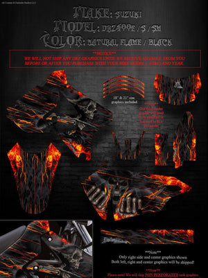 Graphics Kit For Suzuki Drz400 2000-2024 "Hell Ride" Wrap Decals Kit For Oem Parts Sm - Darkside Studio Arts LLC.