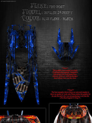 'Hell Ride' Themed Graphics Wrap Skin Fits Pro-Boat Impulse 31 Deep V Hulls - Darkside Studio Arts LLC.