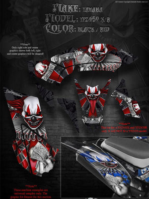 Graphics Kit For Yamaha 2009-2013 Yfz450X Yfz450R Black & Red   Wrap "The Freak Show" - Darkside Studio Arts LLC.