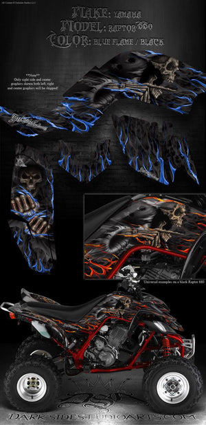 Graphics Kit For Yamaha Raptor 660  Decals  Fit Oem Parts "Hell Ride" Natural / Black - Darkside Studio Arts LLC.