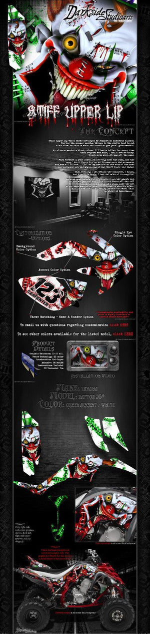 Graphics Kit For Yamaha Raptor 350 (All Years) Wrap Decal  Set  'Stiff Upper Lip' - Darkside Studio Arts LLC.