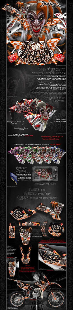 "Lucky" Graphics Wrap Fits Oem Plastics On Ktm 1998-2008 Sx50 Sx65 Ktm65 Ktm50 - Darkside Studio Arts LLC.