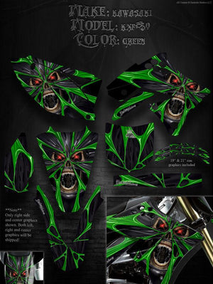 Graphics Kit For Kawasaki 2009-2012 Kx250F Kxf250   "The Demons Within" For Oem Plastic - Darkside Studio Arts LLC.