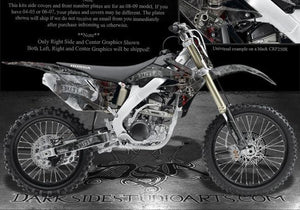 Graphics For Honda 2004-2009 Crf250 Crf250R  Decals  "The Outlaw" Skulls Black 05 - Darkside Studio Arts LLC.