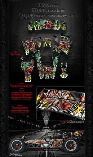 HPI BAJA 5B "THROTTLE JUNKIE" GRAPHICS WRAP DECAL KIT FITS OEM BODY PARTS - Darkside Studio Arts LLC.