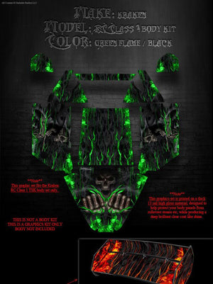 'Hell Ride' Flame Graphics Kit Fits Kraken Rc Class 1 Tsk-B Body Panels Body # Tr630A - Darkside Studio Arts LLC.