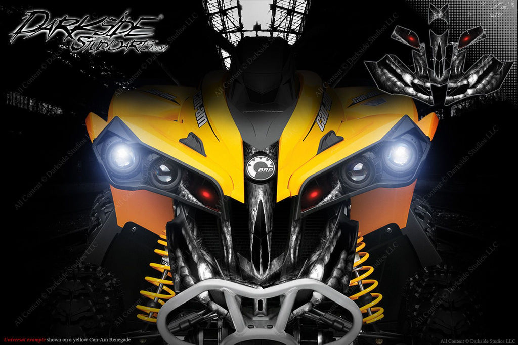 GRAPHICS KIT FOR CAN-AM RENEGADE FRONT BUMPER SKULL DECAL WRAP 2012-2018 NATURAL | Darkside Studio Arts LLC.