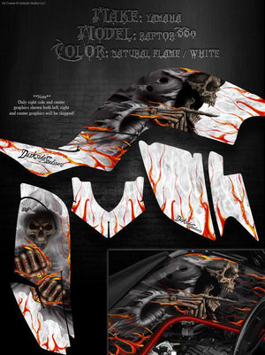 Graphics Kit For Yamaha Raptor 660   "Hell Ride" Natural / White Fits Oem Plastics - Darkside Studio Arts LLC.