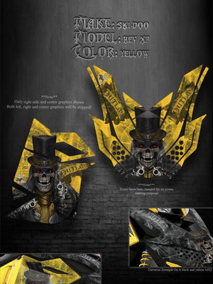 Ski-Doo Yellow Side Panel & Hood Graphics Xp Rev Mxz Renegade 08-12 "The Outlaw" - Darkside Studio Arts LLC.