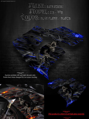 Graphics Kit For Kawasaki "Hell Ride"  Wrap Decals For Zx-10R 2006-2007 Oem Fairing Parts - Darkside Studio Arts LLC.