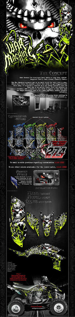 Graphics Kit For Yamaha 2004-2013 Yfz450  Wrap Decals "War Machine" Fits Oem Parts Acid - Darkside Studio Arts LLC.