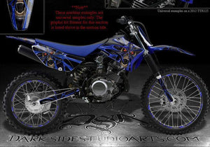 Graphics Kit For Yamaha Pw50 Pee-Wee Decals Wrap  "The Demons Within" For Red Parts - Darkside Studio Arts LLC.