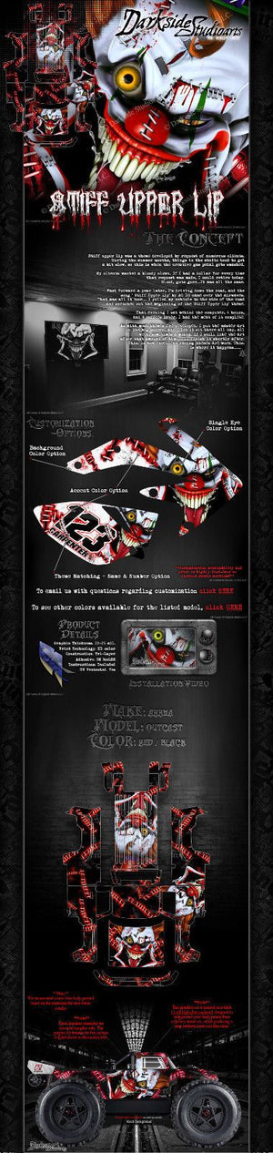 'Stiff Upper Lip' Clown Themed Wrap Kit Fits Arrma Outcast Truck Body # Ar406086 - Darkside Studio Arts LLC.