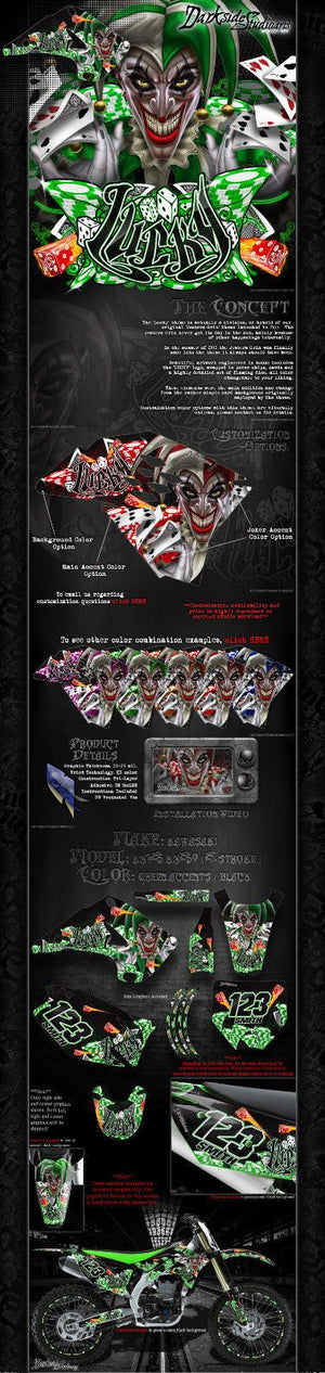 Graphics Kit For Kawasaki 1986-2013 Kx125 Kx250 2-Stroke "Lucky"  Wrap Decal - Darkside Studio Arts LLC.