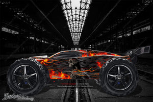 'Hell Ride' Graphics Fits Oem Body Parts Traxxas E-Revo Wrap Flames Decals Kit - Darkside Studio Arts LLC.