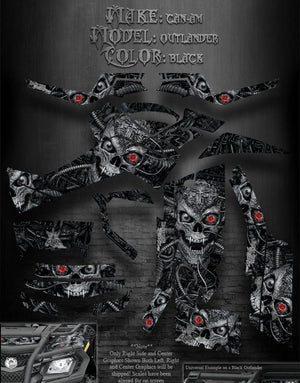 Graphics Kit For Can-Am Outlander '06-'11 500 650 800R  Decals  "Machinehead" Black - Darkside Studio Arts LLC.