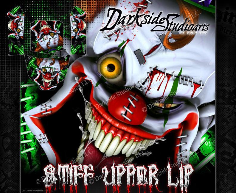 'Stiff Upper Lip' Clown Themed Hop Up Body Panel Graphics Kit Fits Axial Rr10 Bomber Body # Ax90053 | Darkside Studio Arts LLC.