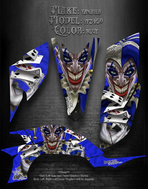Graphics Kit For Yamaha Yfz450 Atv  "The Jesters Grin" Blue Model - Darkside Studio Arts LLC.