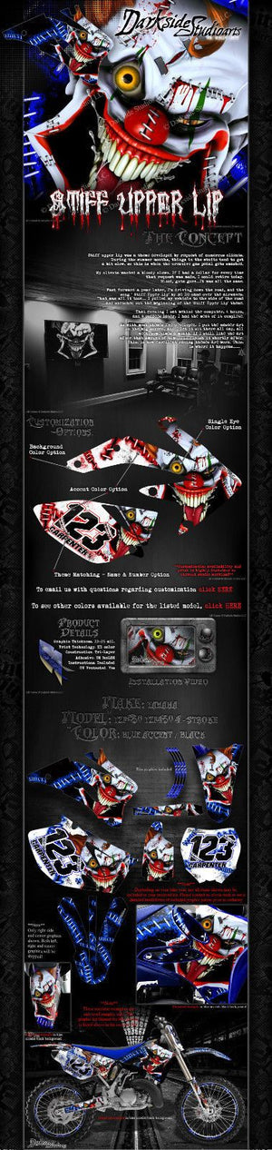 Graphics Kit For Yamaha 1998-2009 Yzf250 Yzf450 Decal Wrap "Stiff Upper Lip" Crazy Clown - Darkside Studio Arts LLC.