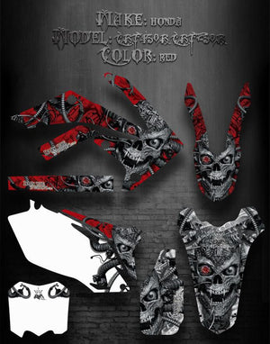 Graphics For Honda 2009-12 Crf450 2010-13 Crf250 250R 450R  "Machinehead" Red Skull - Darkside Studio Arts LLC.